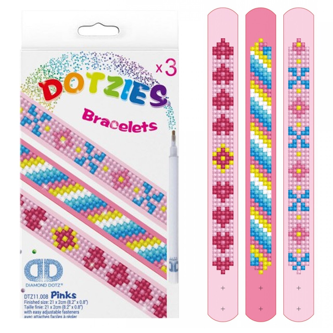 Diamond Dotz Kits Dotzies - Pinks, Diamond Art Bracelet Making Kit Adults, Diy Bracelet Kit, Diamond Painting Bracelet Kit for Adults, Bracelet Making Kit, Bracelets Making Kit